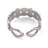 Non-Tarnish 304 Stainless Steel Horse Eye Open Cuff Rings for Women RJEW-G285-71P-3