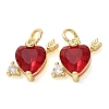 Brass Micro Pave Cubic Zirconia Charms CU-E003-12G-A-1