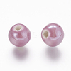 Pearlized Medium Orchid Handmade Porcelain Round Beads X-PORC-D001-10mm-17-2