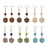 Natural & Synthetic Mixed Stone and Shell Pearl Braided Dangle Earrings EJEW-MZ00789-2