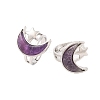 Moon & Star Natural Amethyst Adjustable Rings G-B085-18P-03-1