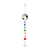 Natural & Synthetic Mixed Gemstone Tree with Glass Window Hanging Suncatchers HJEW-JM00853-02-1
