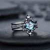 Rhombus Alloy Rhinestone Finger Ring Set for Women PW-WG51C17-03-2