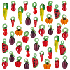 70Pcs 10 Styles Fruit & Vegetable Theme Glass Pendants GGLA-PH0001-69-1
