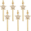 6Pcs Rack Plating Brass Micro Pave Clear Cubic Zirconia Pendants KK-SC0007-88-1