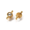 201 Stainless Steel Crystal Rhinestone Flat Round Connector Charms STAS-F318-04G-2