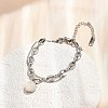 304 Stainless Steel Coffee Bean & Cable Cahin Charm Bracelets for Women BJEW-U024-01P-3