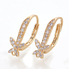 Brass Cubic Zirconia Leverback Earring Findings KK-S340-49G-1