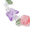 Butterfly & Flower Transparent Glass Stretch Bracelet BJEW-JB10109-4
