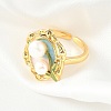 Brass Enamel Cuff Rings RJEW-K291-04G-03-3