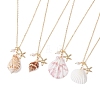 4Pcs 4 Styles Summber Beach Natural Mixed Shell Pendant Necklaces NJEW-TA00184-2