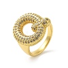 Letter Brass Micro Pave Clear Cubic Zirconia Open Cuff Ring for Women RJEW-N046-03Q-G-1