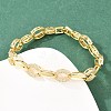 Oval Brass Micro Pave Clear Cubic Zirconia Link Chain Bracelets for Women BJEW-T025-03B-G-5