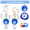 4Pcs 2 Colors Handmade Lampwork Evil Eye Keychain KEYC-NB0001-17-2