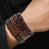 4Pcs 4 Styles PU Imitation Leather Braided Bracelets Sets BJEW-CL0001-13C-7