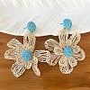 Bohemian Raffia with Linen Stud Dangle Earrings FS-WG91701-10-1