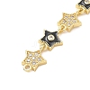 Brass Micro Pave Clear Cubic Zirconia 7 Star Links Connector Charms KK-H539-16G-3