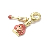 Brass Micro Pave Clear Cubic Zirconia European Dangle Charms KK-A278-08G-01-2