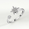 Brass Micro Pave Cubic Zirconia Rotating Cuff Rings for Women FS-WG7CCCF-07-1