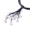 Waxed Cord Lariat Necklaces NJEW-L169-01G-2