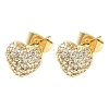Heart Brass Micro Pave Clear Cubic Zirconia Stud Earrings EJEW-Z144-07G-4