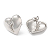 Rack Plating Brass Split Heart Stud Earrings EJEW-Q766-13P-2