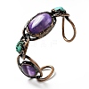 Natural Turquoise & Amethyst Open Cuff Bangle G-D468-07R-4