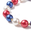 Shell Pearl & Glass Round Beaded Stretch Bracelet BJEW-TA00216-6