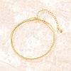304 Stainless Steel Ball Chain & Snake Chain Double Layers Bracelets for Women BJEW-D460-06G-2