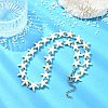 Ocean Synthetic Turquoise Starfish and Dyed Round Natural White Jade Beaded Necklaces NJEW-JN06201-1