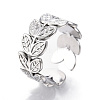 Non-Tarnish 304 Stainless Steel Leaf Cuff Rings RJEW-N038-110P-1