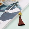 Metal Bookmark Gift with Polyester Tassel Big Pendant Decorations AJEW-JK00167-04-4