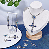 20Pcs 4 Styles DIY Blue Rosary Alloy Enamel Pendant and Link Findings Kits FIND-SC0021-26-4