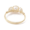 Copper Wire Wrapped Natural Cultured Freshwater Pearl Open Ring RJEW-JR00631-01-4