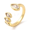 Rack Plating Brass Pave Clear Cubic Zirconia Open Cuff Rings for Women X-RJEW-Q770-31G-3