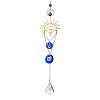 Sun Brass & Handmade Lampwork Evil Eye Hanging Ornaments HJEW-JM02024-1