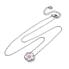 304 Stainless Steel Pave Natural Pink Shell Flower Pendant Necklaces for Women NJEW-U032-16P-01-4