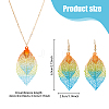 2 Sets 2 Colors Filigree Leaf Pendant Neclace & Dangle Earrings SJEW-FI0001-03-2