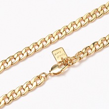 Men's Brass Cuban Link Chain Necklaces NJEW-H206-17G