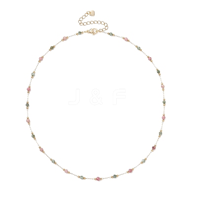 Handmade 3MM Faceted Round Mixed Gemstone Beads & 316 Stainless Steel Round Link Chains Necklaces NJEW-JN05872-1