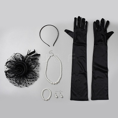 Mesh Veil Hair Bands OHAR-WH0042-10B-1
