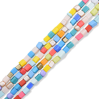 Opaque Spray Painted Glass Bead Strands GLAA-N047-05B-1