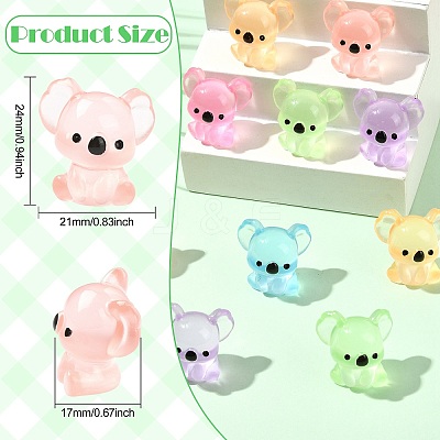 30Pcs 6 Colors Luminous Resin koala Ornaments DJEW-CJ0001-18-1
