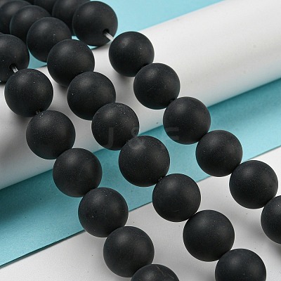 Grade A Natural Black Agate Beads Strands G447-6-1