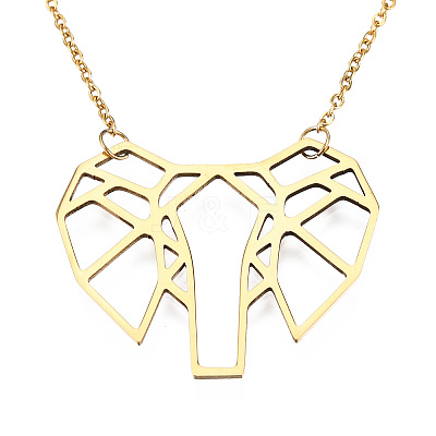 201 Stainless Steel Origami Pendant Necklaces LS-NJEW-T009-JN090-2-40-1