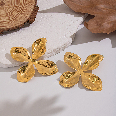 Exaggerated Flower 304 Stainless Steel Stud Earrings NC9069-1