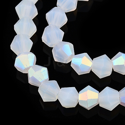 Imitation Jade Bicone Frosted Glass Bead Strands GLAA-F029-JM4mm-A05-1