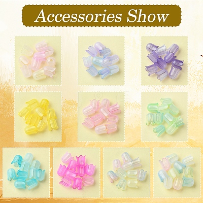 9 Colors Transparent Acrylic Beads Caps OACR-FS0001-72-1