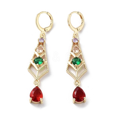 Teardrop Rack Plating Golden Brass Dangle Leverback Earrings EJEW-A030-06G-02-1