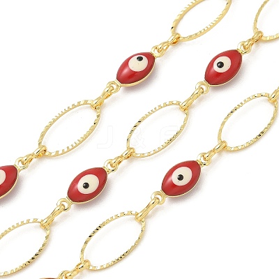 Rack Plating Brass Enamel Link Chains CHC-P012-11G-01-1